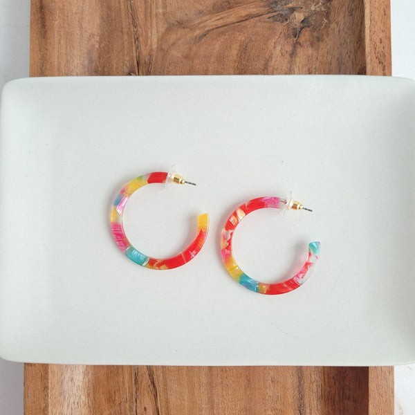 Camy Hoops - Rainbow Confetti