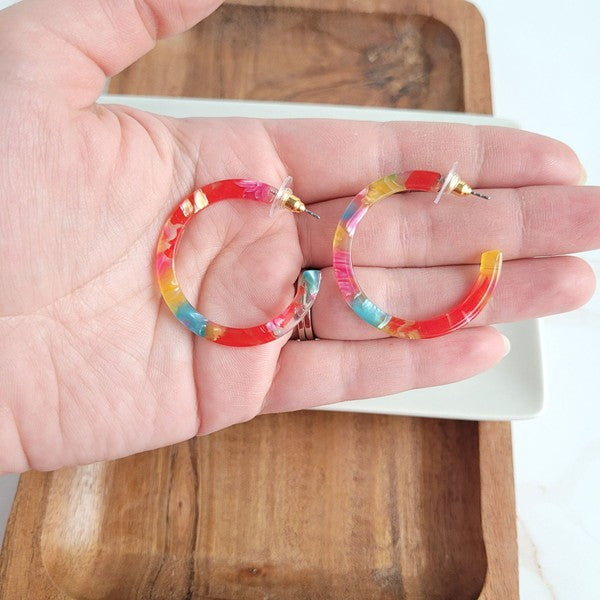 Camy Hoops - Rainbow Confetti