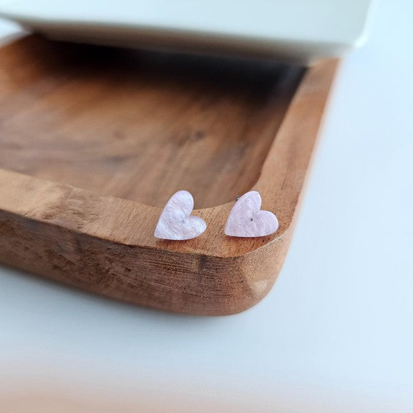 Hand Drawn Heart Studs - Lavender Purple