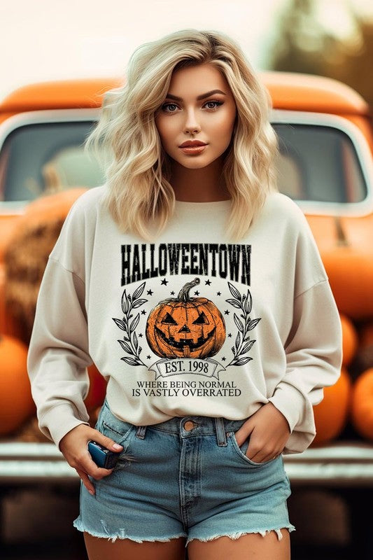 Halloweentown Pumpkin Graphic Fleece Sweatshirts