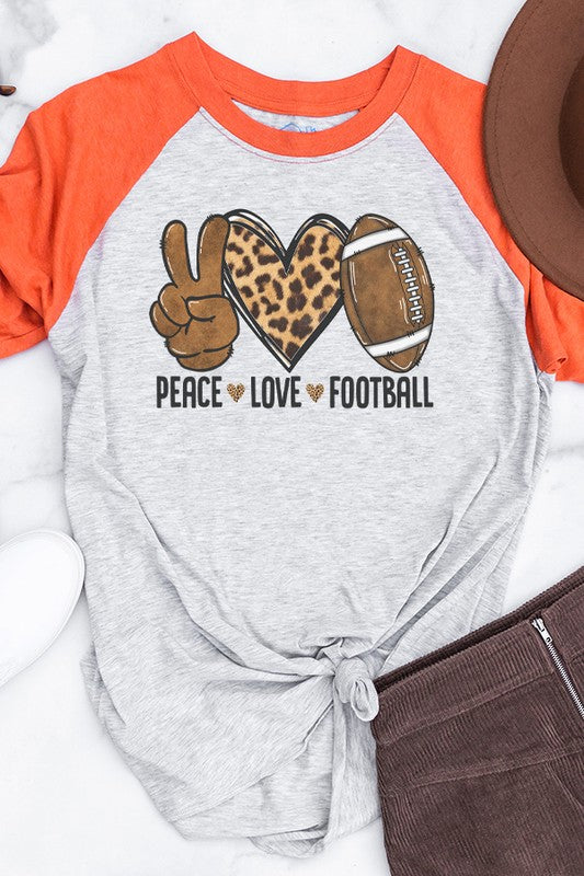 Game Day Peace Love Football Graphic Raglan