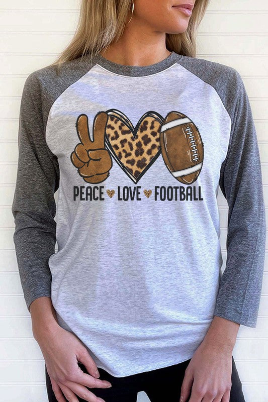 Game Day Peace Love Football Graphic Raglan