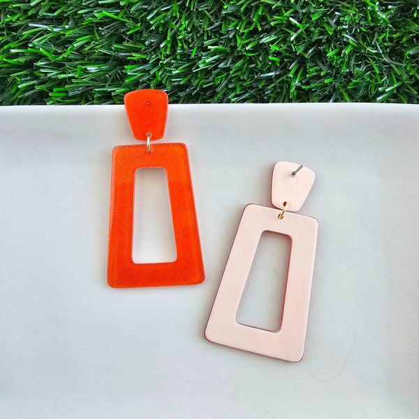 Avery Earrings - Orange Glitter