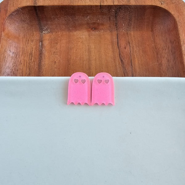 Ghost Studs - Pink Glitter