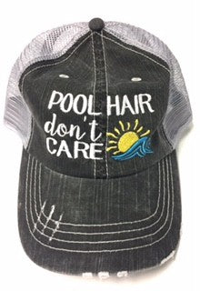 Pool Hair Don't Care Embroidered Trucker Hat