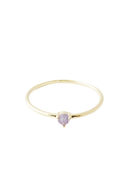 Amethyst Crystal Point Solitaire Ring