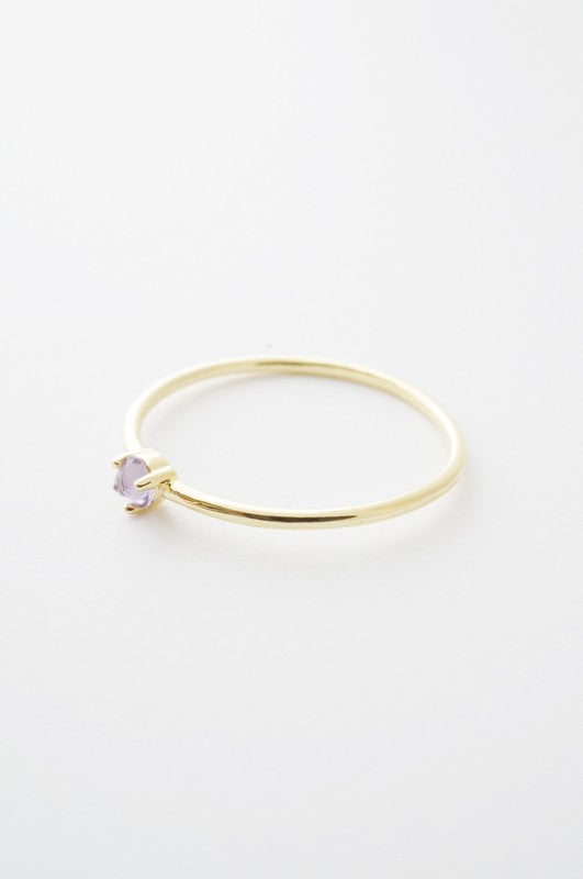 Amethyst Crystal Point Solitaire Ring