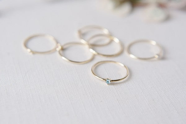 Aquamarine Crystal Point Solitaire Ring