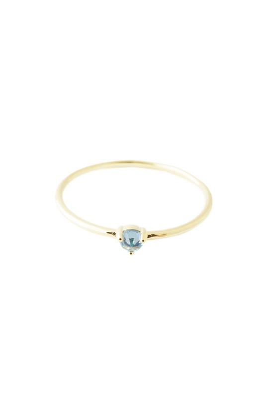 Aquamarine Crystal Point Solitaire Ring