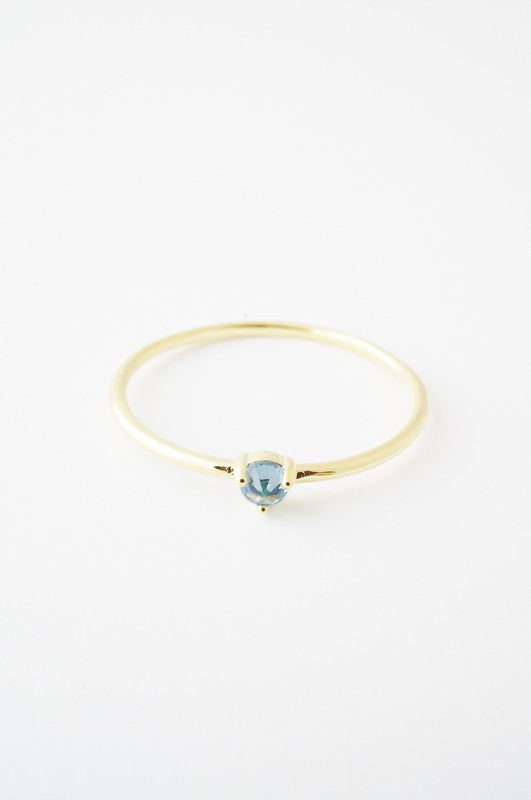 Aquamarine Crystal Point Solitaire Ring