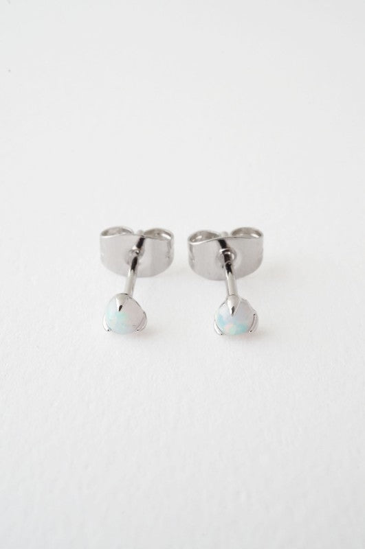 Tiny Opal Orb Solitaire Studs