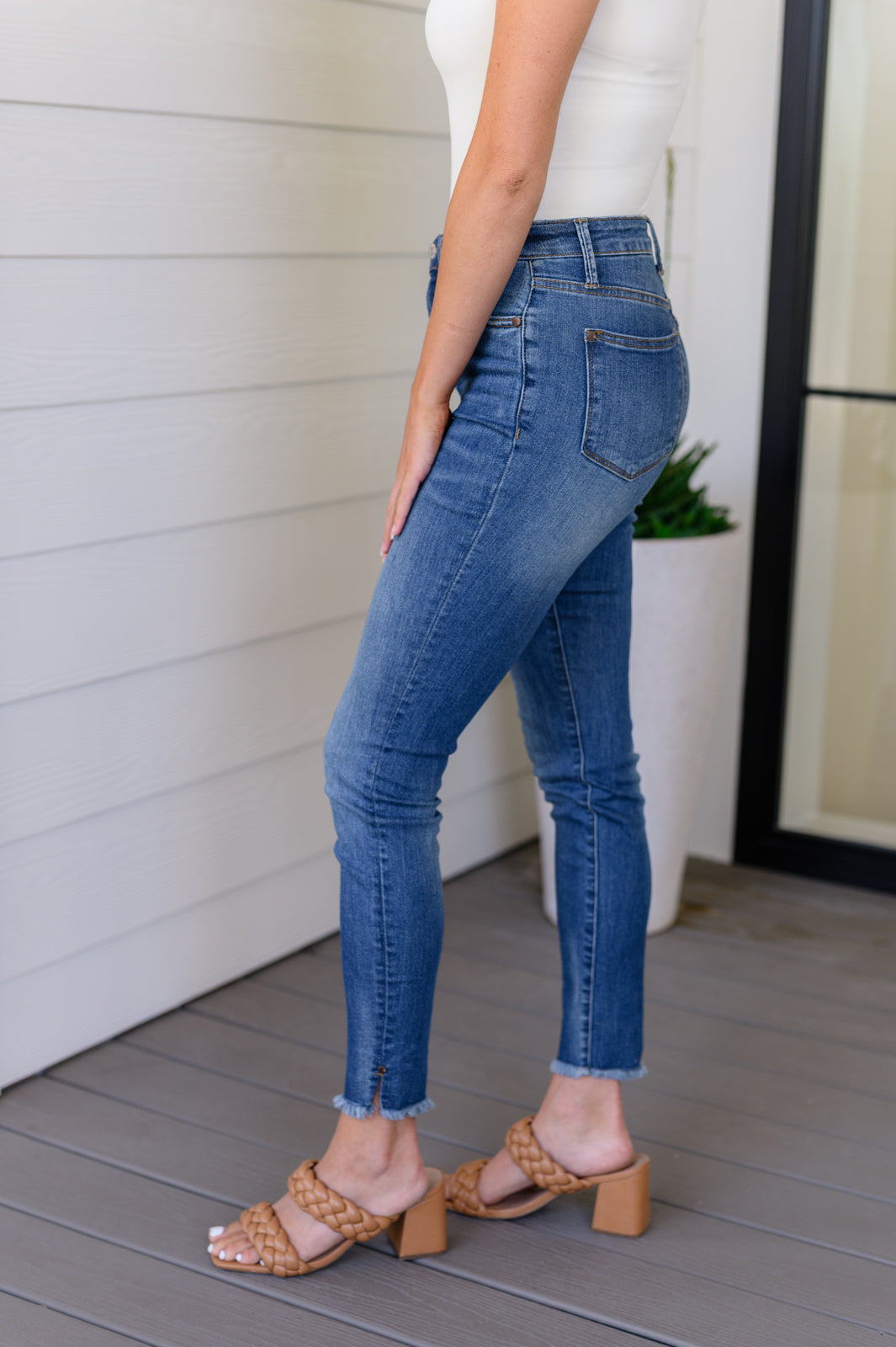 Judy Blue Amy High Rise Control Top Side Slit Skinny Jeans