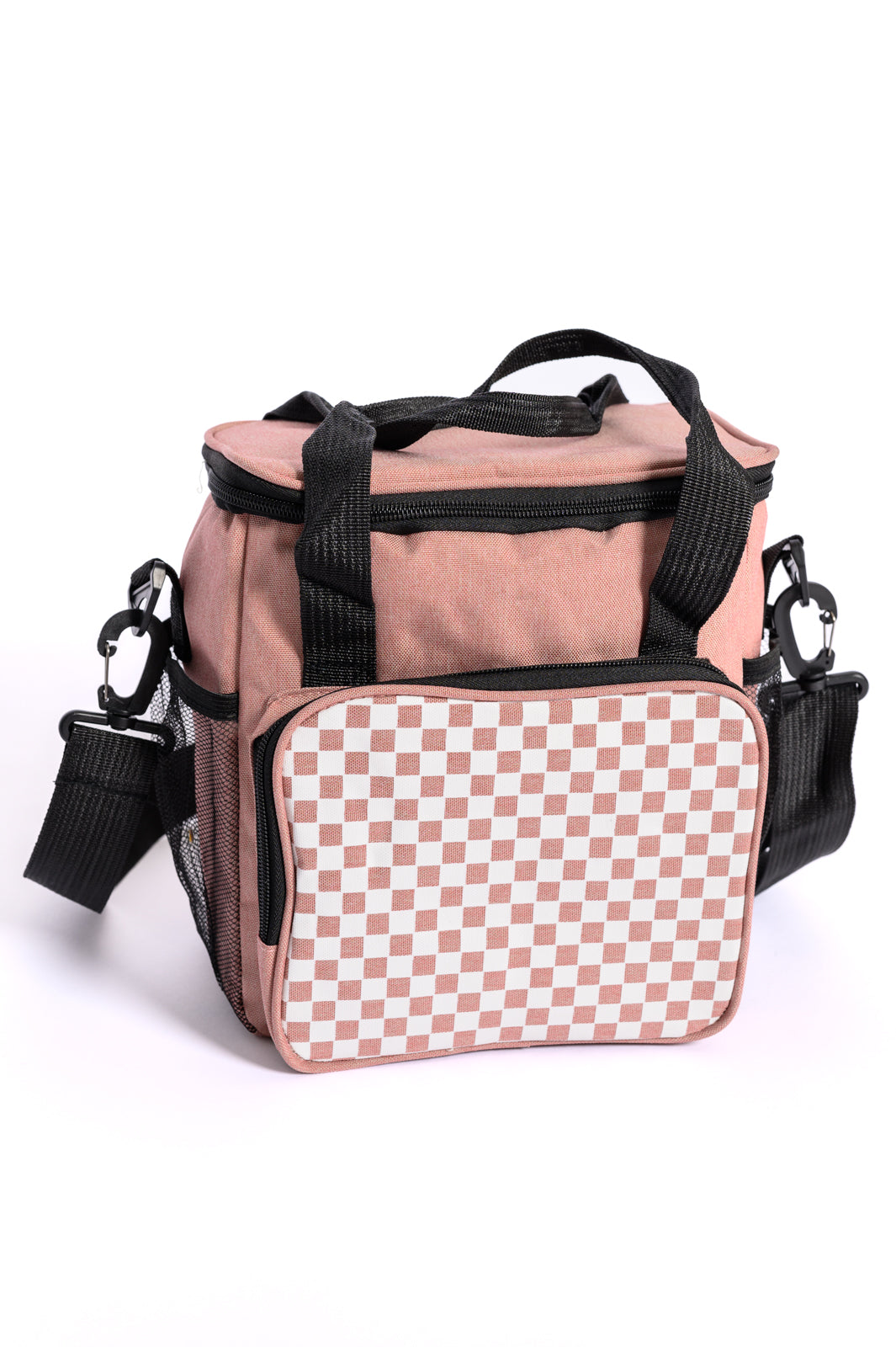 Insulated Checked Tote in Pink