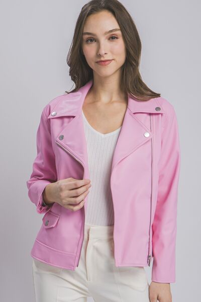 Collared Neck Zip Up Jacket