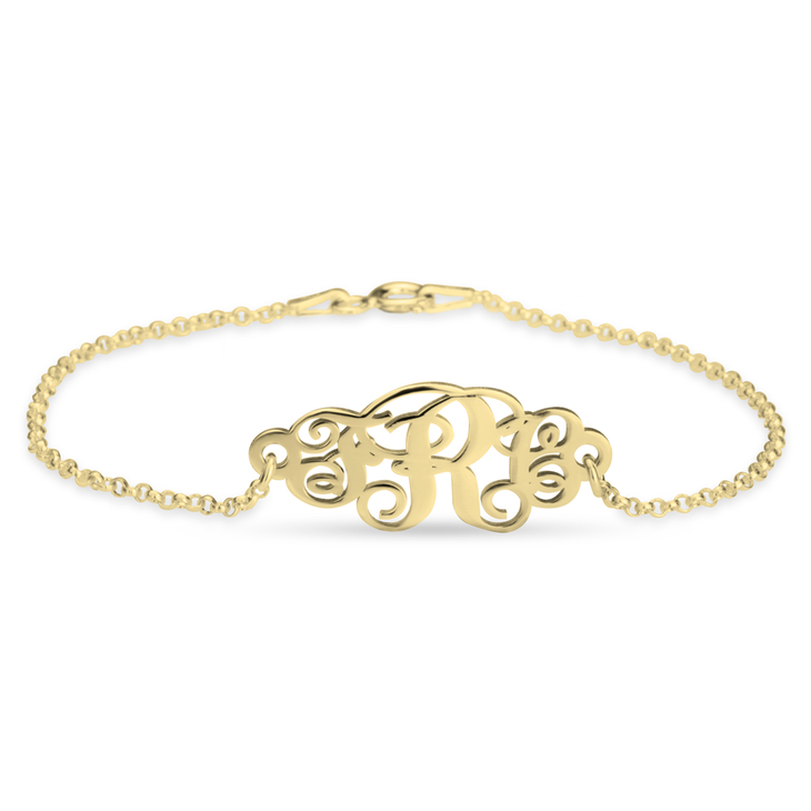 Custom Dainty Monogram Bracelet  - Stirling Silver, 24k Gold or Rose Gold The Hott Mess Express - Caboose