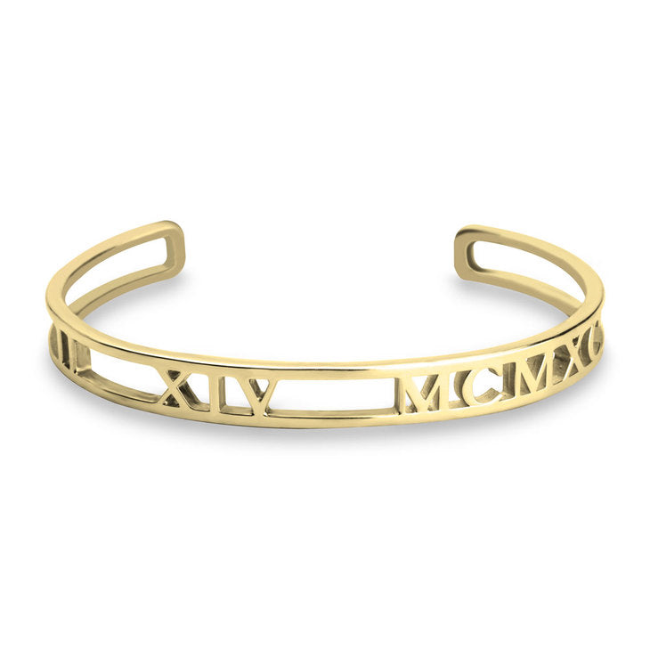 Custom Roman Numeral Bangle  - Stirling Silver, 24k Gold or Rose Gold The Hott Mess Express - Caboose