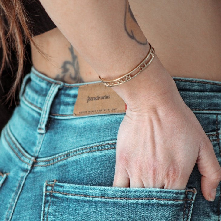 Custom Roman Numeral Bangle  - Stirling Silver, 24k Gold or Rose Gold The Hott Mess Express - Caboose