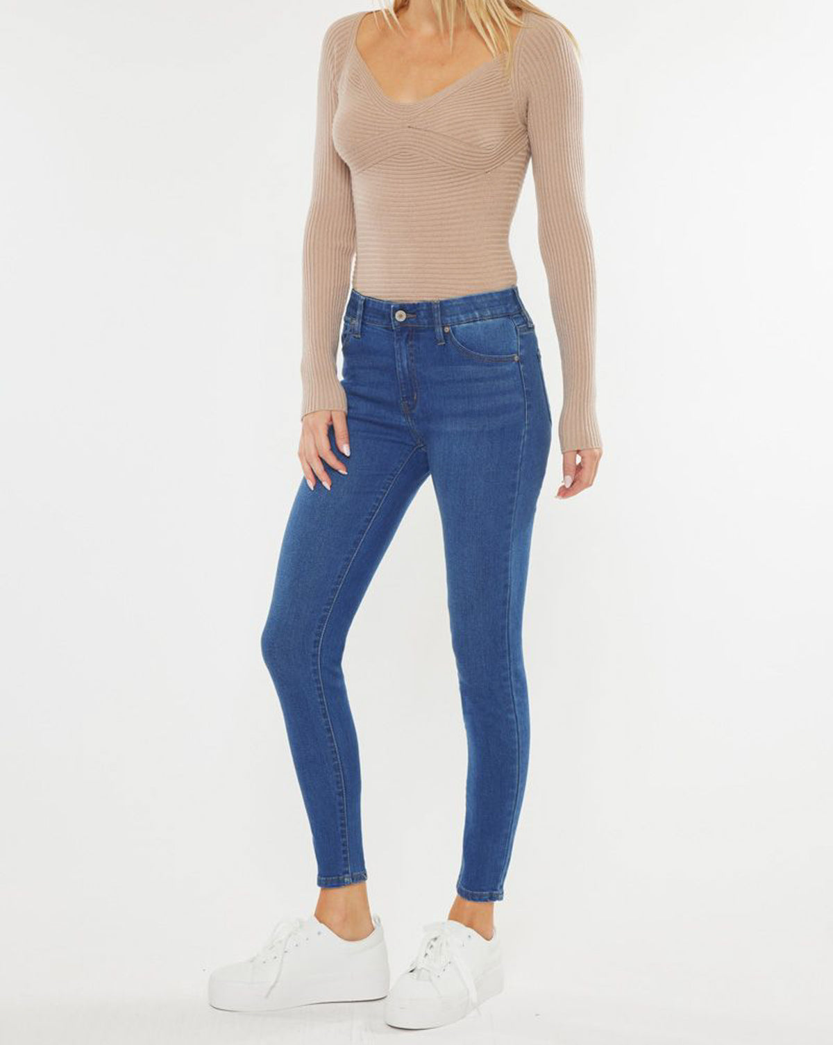 Kan Can High Rise Elastic Waist Skinny