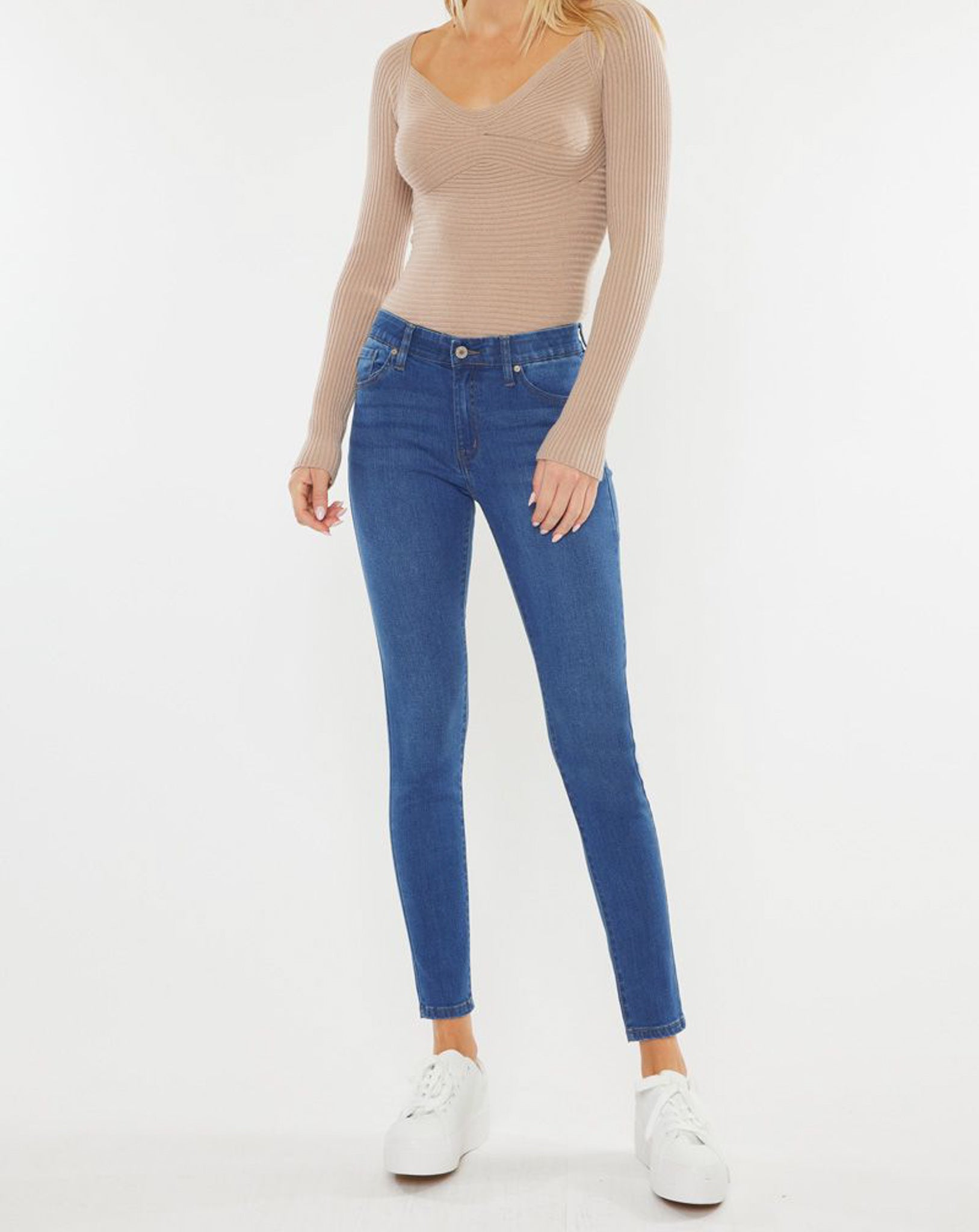 Kan Can High Rise Elastic Waist Skinny