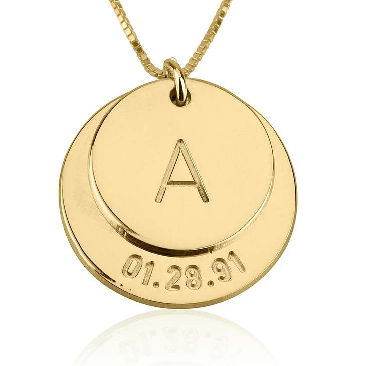 Initial & Date Necklace - Stirling Silver, 24k Gold or Rose Gold The Hott Mess Express - Caboose