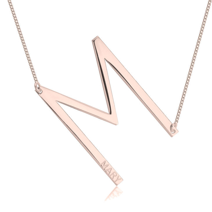 Initial & Name Necklace - Stirling Silver, 24k Gold or Rose Gold The Hott Mess Express - Caboose