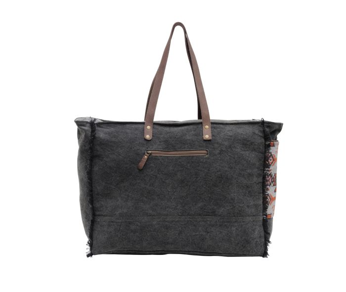 Leather And Canvas Weekender Bag