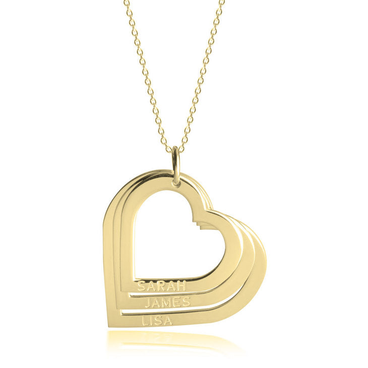 Mothers Heart Name Necklace - Stirling Silver, 24k Gold or Rose Gold The Hott Mess Express - Caboose