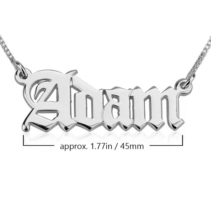 Old English Name Necklace - Stirling Silver, 24k Gold or Rose Gold The Hott Mess Express - Caboose