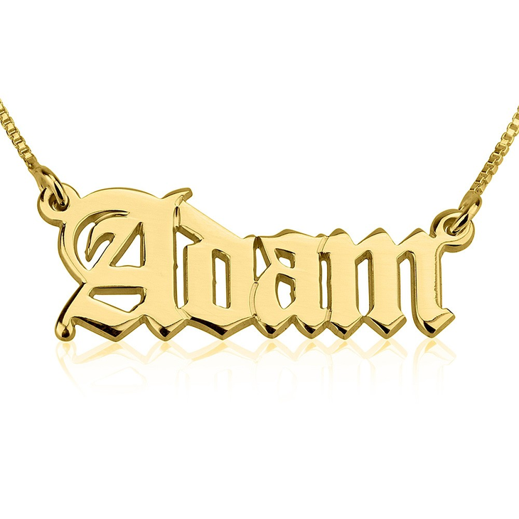 Old English Name Necklace - Stirling Silver, 24k Gold or Rose Gold The Hott Mess Express - Caboose