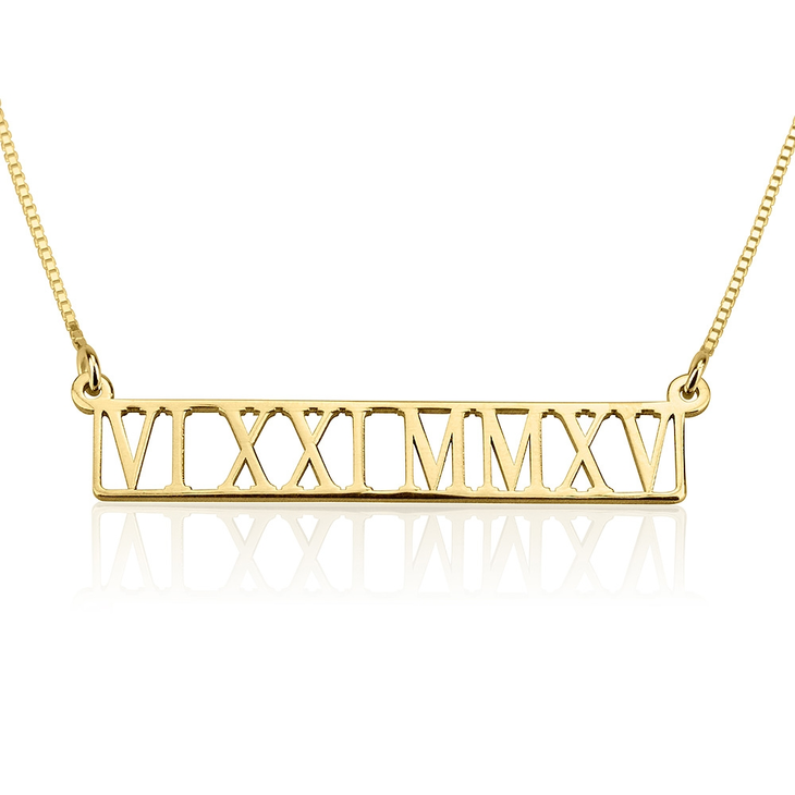 Roman Numeral Bar Necklace - Stirling Silver, 24k Gold or Rose Gold The Hott Mess Express - Caboose