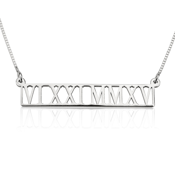 Roman Numeral Bar Necklace - Stirling Silver, 24k Gold or Rose Gold The Hott Mess Express - Caboose