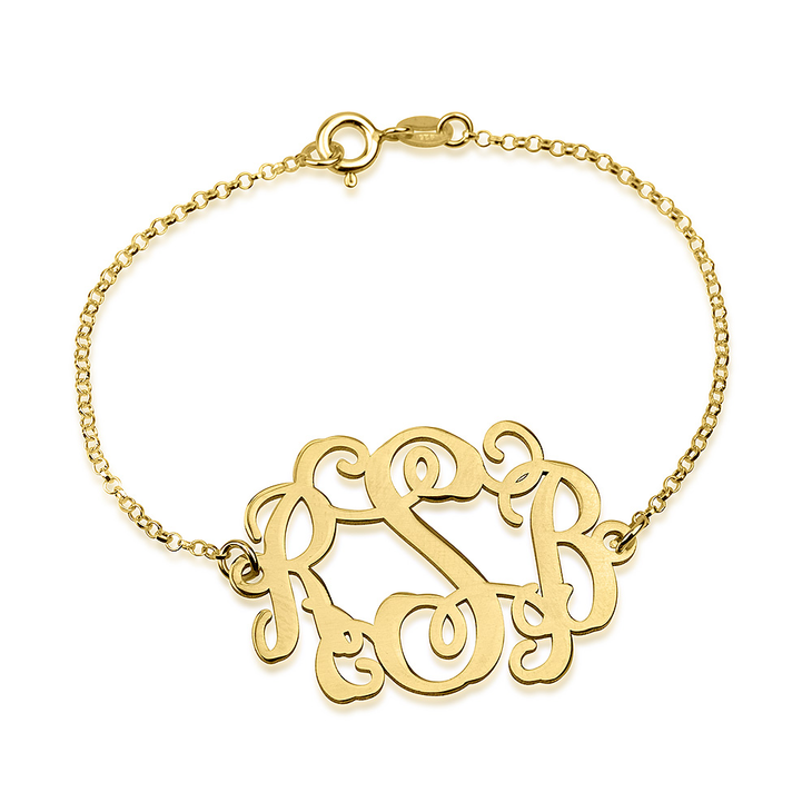 Round Custom Monogram Bracelet  - Stirling Silver, 24k Gold or Rose Gold The Hott Mess Express - Caboose