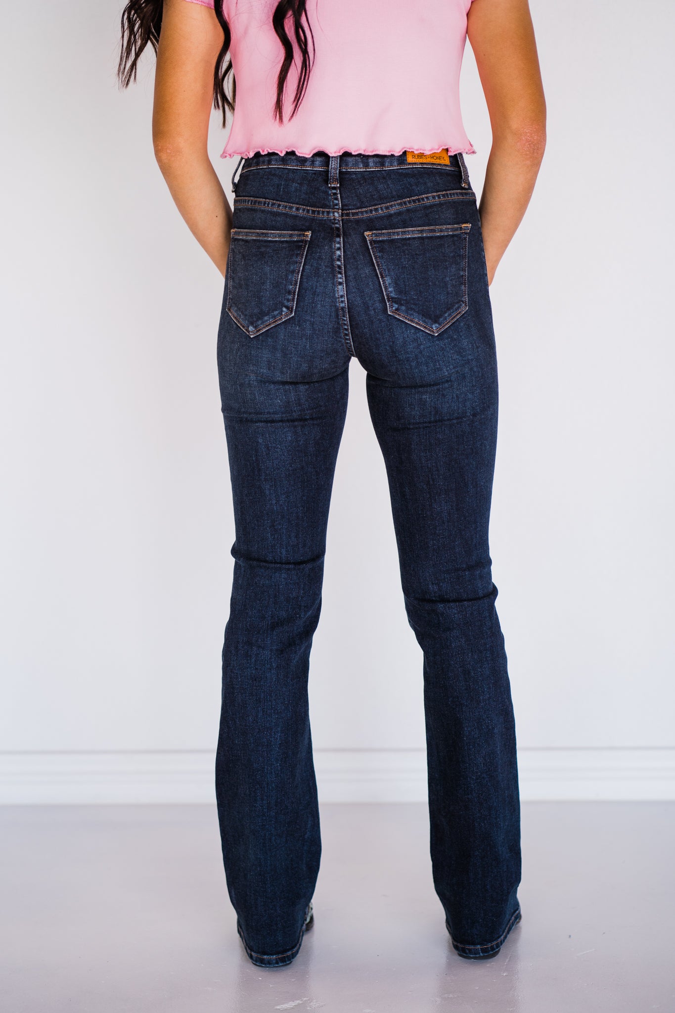 Mid-Rise Non-distressed Dark Wash Bootcut Jeans