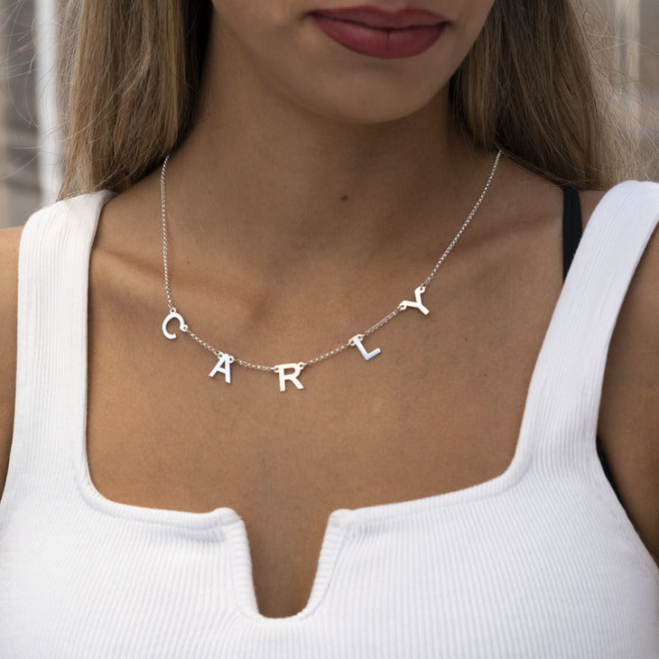 Spaced Letter Necklace - Stirling Silver, 24k Gold or Rose Gold The Hott Mess Express - Caboose