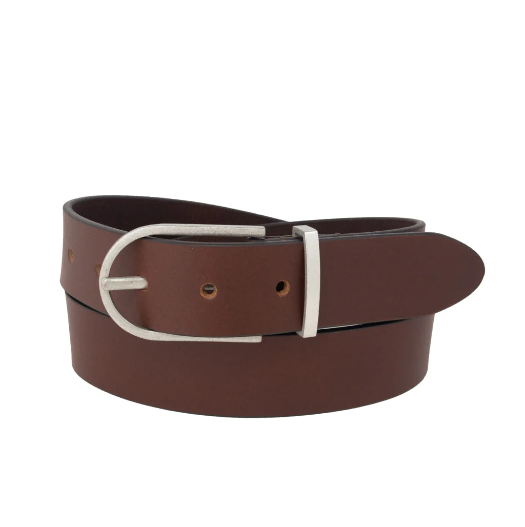 Silver Thick Genuine Leather Belt